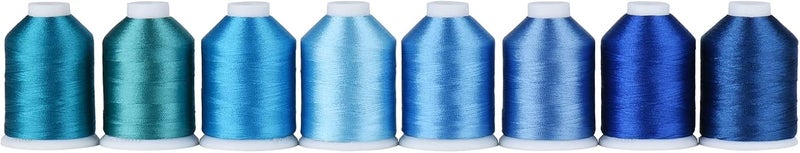simthread Blue Embroidery Thread – 8 Shades Compatible with Madeira Colors, 550 Yards Each, 40WT Polyester, for Brother, Babylock, Janome, Singer & Other Machines - Image 2